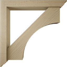 Ekena Millwork - BKTUR0352X26X26WTL01RCPR - Timberthane Faux Wood Westlake Style Bracket w/ Offset Brace, Traditional Ends, 3 1/2"W x 26"D x 26"H, Primed Tan