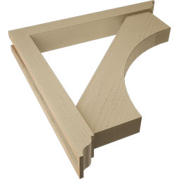Ekena Millwork - BKTUR0352X26X26WTL01RCPR - Timberthane Faux Wood Westlake Style Bracket w/ Offset Brace, Traditional Ends, 3 1/2"W x 26"D x 26"H, Primed Tan