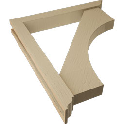 Ekena Millwork - BKTUR0352X26X30WTL01RCPR - Timberthane Faux Wood Westlake Style Bracket w/ Offset Brace, Traditional Ends, 3 1/2"W x 26"D x 30"H, Primed Tan
