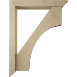 Ekena Millwork - BKTUR0352X26X34WTL01RCPR - Timberthane Faux Wood Westlake Style Bracket w/ Offset Brace, Traditional Ends, 3 1/2"W x 26"D x 34"H, Primed Tan