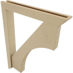 Ekena Millwork - BKTUR0352X26X34WTL01RCPR - Timberthane Faux Wood Westlake Style Bracket w/ Offset Brace, Traditional Ends, 3 1/2"W x 26"D x 34"H, Primed Tan