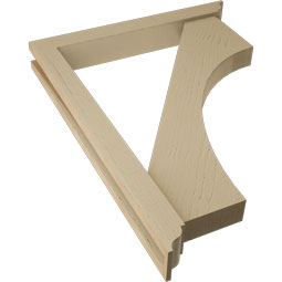 Ekena Millwork - BKTUR0352X26X34WTL01RCPR - Timberthane Faux Wood Westlake Style Bracket w/ Offset Brace, Traditional Ends, 3 1/2"W x 26"D x 34"H, Primed Tan