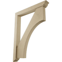 Ekena Millwork - BKTUR0352X26X34WTL01RCPR - Timberthane Faux Wood Westlake Style Bracket w/ Offset Brace, Traditional Ends, 3 1/2"W x 26"D x 34"H, Primed Tan