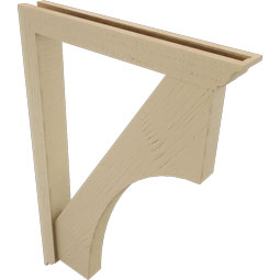 Ekena Millwork - BKTUR0352X26X38WTL01RCPR - Timberthane Faux Wood Westlake Style Bracket w/ Offset Brace, Traditional Ends, 3 1/2"W x 26"D x 38"H, Primed Tan