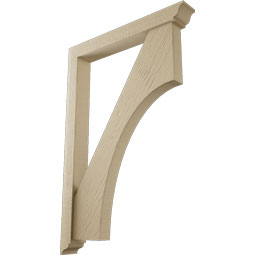 Ekena Millwork - BKTUR0352X26X38WTL01RCPR - Timberthane Faux Wood Westlake Style Bracket w/ Offset Brace, Traditional Ends, 3 1/2"W x 26"D x 38"H, Primed Tan