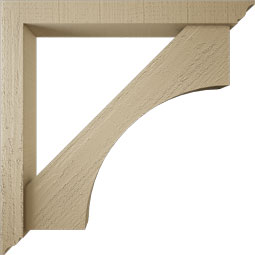 Ekena Millwork - BKTUR0352X28X28WTL01RCPR - Timberthane Faux Wood Westlake Style Bracket w/ Offset Brace, Traditional Ends, 3 1/2"W x 28"D x 28"H, Primed Tan
