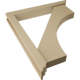 Ekena Millwork - BKTUR0352X28X32WTL01RCPR - Timberthane Faux Wood Westlake Style Bracket w/ Offset Brace, Traditional Ends, 3 1/2"W x 28"D x 32"H, Primed Tan