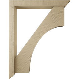 Ekena Millwork - BKTUR0352X28X36WTL01RCPR - Timberthane Faux Wood Westlake Style Bracket w/ Offset Brace, Traditional Ends, 3 1/2"W x 28"D x 36"H, Primed Tan