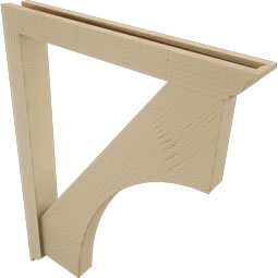 Ekena Millwork - BKTUR0352X28X36WTL01RCPR - Timberthane Faux Wood Westlake Style Bracket w/ Offset Brace, Traditional Ends, 3 1/2"W x 28"D x 36"H, Primed Tan