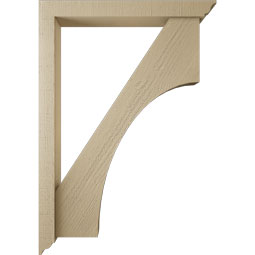 Ekena Millwork - BKTUR0352X28X40WTL01RCPR - Timberthane Faux Wood Westlake Style Bracket w/ Offset Brace, Traditional Ends, 3 1/2"W x 28"D x 40"H, Primed Tan