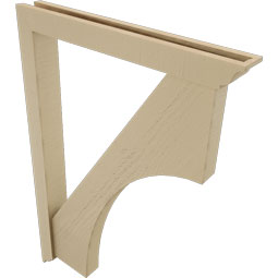 Ekena Millwork - BKTUR0352X28X40WTL01RCPR - Timberthane Faux Wood Westlake Style Bracket w/ Offset Brace, Traditional Ends, 3 1/2"W x 28"D x 40"H, Primed Tan