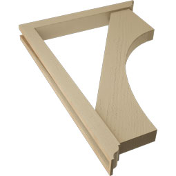 Ekena Millwork - BKTUR0352X28X40WTL01RCPR - Timberthane Faux Wood Westlake Style Bracket w/ Offset Brace, Traditional Ends, 3 1/2"W x 28"D x 40"H, Primed Tan