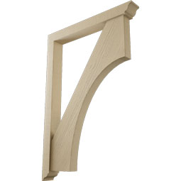 Ekena Millwork - BKTUR0352X28X40WTL01RCPR - Timberthane Faux Wood Westlake Style Bracket w/ Offset Brace, Traditional Ends, 3 1/2"W x 28"D x 40"H, Primed Tan