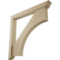 Ekena Millwork - BKTUR0352X30X30WTL01RCPR - Timberthane Faux Wood Westlake Style Bracket w/ Offset Brace, Traditional Ends, 3 1/2"W x 30"D x 30"H, Primed Tan