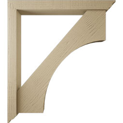 Ekena Millwork - BKTUR0352X30X34WTL01RCPR - Timberthane Faux Wood Westlake Style Bracket w/ Offset Brace, Traditional Ends, 3 1/2"W x 30"D x 34"H, Primed Tan