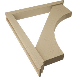 Ekena Millwork - BKTUR0352X30X34WTL01RCPR - Timberthane Faux Wood Westlake Style Bracket w/ Offset Brace, Traditional Ends, 3 1/2"W x 30"D x 34"H, Primed Tan
