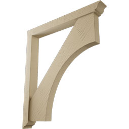 Ekena Millwork - BKTUR0352X30X34WTL01RCPR - Timberthane Faux Wood Westlake Style Bracket w/ Offset Brace, Traditional Ends, 3 1/2"W x 30"D x 34"H, Primed Tan