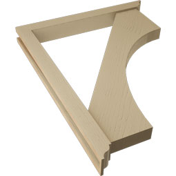 Ekena Millwork - BKTUR0352X30X38WTL01RCPR - Timberthane Faux Wood Westlake Style Bracket w/ Offset Brace, Traditional Ends, 3 1/2"W x 30"D x 38"H, Primed Tan