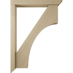 Ekena Millwork - BKTUR0352X30X42WTL01RCPR - Timberthane Faux Wood Westlake Style Bracket w/ Offset Brace, Traditional Ends, 3 1/2"W x 30"D x 42"H, Primed Tan