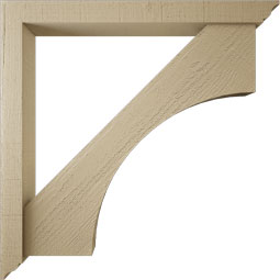 Ekena Millwork - BKTUR0352X32X32WTL01RCPR - Timberthane Faux Wood Westlake Style Bracket w/ Offset Brace, Traditional Ends, 3 1/2"W x 32"D x 32"H, Primed Tan