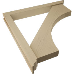 Ekena Millwork - BKTUR0352X32X32WTL01RCPR - Timberthane Faux Wood Westlake Style Bracket w/ Offset Brace, Traditional Ends, 3 1/2"W x 32"D x 32"H, Primed Tan