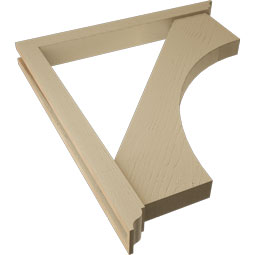 Ekena Millwork - BKTUR0352X32X36WTL01RCPR - Timberthane Faux Wood Westlake Style Bracket w/ Offset Brace, Traditional Ends, 3 1/2"W x 32"D x 36"H, Primed Tan