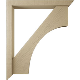 Ekena Millwork - BKTUR0352X32X38WTL01RCPR - Timberthane Faux Wood Westlake Style Bracket w/ Offset Brace, Traditional Ends, 3 1/2"W x 32"D x 38"H, Primed Tan