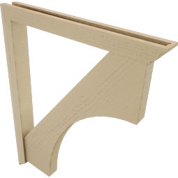 Ekena Millwork - BKTUR0352X32X40WTL01RCPR - Timberthane Faux Wood Westlake Style Bracket w/ Offset Brace, Traditional Ends, 3 1/2"W x 32"D x 40"H, Primed Tan