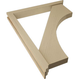Ekena Millwork - BKTUR0352X32X40WTL01RCPR - Timberthane Faux Wood Westlake Style Bracket w/ Offset Brace, Traditional Ends, 3 1/2"W x 32"D x 40"H, Primed Tan