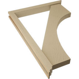 Ekena Millwork - BKTUR0352X32X44WTL01RCPR - Timberthane Faux Wood Westlake Style Bracket w/ Offset Brace, Traditional Ends, 3 1/2"W x 32"D x 44"H, Primed Tan