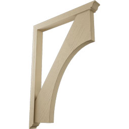 Ekena Millwork - BKTUR0352X32X44WTL01RCPR - Timberthane Faux Wood Westlake Style Bracket w/ Offset Brace, Traditional Ends, 3 1/2"W x 32"D x 44"H, Primed Tan