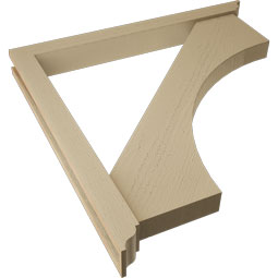 Ekena Millwork - BKTUR0352X34X34WTL01RCPR - Timberthane Faux Wood Westlake Style Bracket w/ Offset Brace, Traditional Ends, 3 1/2"W x 34"D x 34"H, Primed Tan