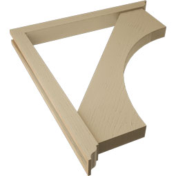 Ekena Millwork - BKTUR0352X34X38WTL01RCPR - Timberthane Faux Wood Westlake Style Bracket w/ Offset Brace, Traditional Ends, 3 1/2"W x 34"D x 38"H, Primed Tan