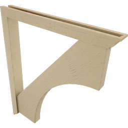 Ekena Millwork - BKTUR0352X34X40WTL01RCPR - Timberthane Faux Wood Westlake Style Bracket w/ Offset Brace, Traditional Ends, 3 1/2"W x 34"D x 40"H, Primed Tan