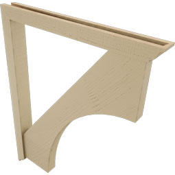 Ekena Millwork - BKTUR0352X34X42WTL01RCPR - Timberthane Faux Wood Westlake Style Bracket w/ Offset Brace, Traditional Ends, 3 1/2"W x 34"D x 42"H, Primed Tan