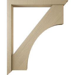 Ekena Millwork - BKTUR0352X36X44WTL01RCPR - Timberthane Faux Wood Westlake Style Bracket w/ Offset Brace, Traditional Ends, 3 1/2"W x 36"D x 44"H, Primed Tan
