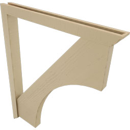 Ekena Millwork - BKTUR0352X36X44WTL01RCPR - Timberthane Faux Wood Westlake Style Bracket w/ Offset Brace, Traditional Ends, 3 1/2"W x 36"D x 44"H, Primed Tan