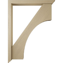 Ekena Millwork - BKTUR0352X36X48WTL01RCPR - Timberthane Faux Wood Westlake Style Bracket w/ Offset Brace, Traditional Ends, 3 1/2"W x 36"D x 48"H, Primed Tan