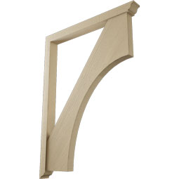 Ekena Millwork - BKTUR0352X36X48WTL01RCPR - Timberthane Faux Wood Westlake Style Bracket w/ Offset Brace, Traditional Ends, 3 1/2"W x 36"D x 48"H, Primed Tan