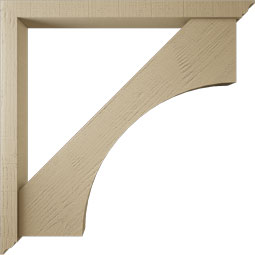 Ekena Millwork - BKTUR0352X38X38WTL01RCPR - Timberthane Faux Wood Westlake Style Bracket w/ Offset Brace, Traditional Ends, 3 1/2"W x 38"D x 38"H, Primed Tan