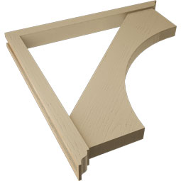 Ekena Millwork - BKTUR0352X38X38WTL01RCPR - Timberthane Faux Wood Westlake Style Bracket w/ Offset Brace, Traditional Ends, 3 1/2"W x 38"D x 38"H, Primed Tan