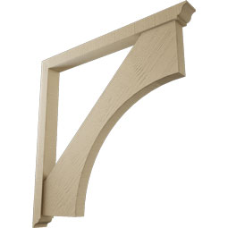 Ekena Millwork - BKTUR0352X38X38WTL01RCPR - Timberthane Faux Wood Westlake Style Bracket w/ Offset Brace, Traditional Ends, 3 1/2"W x 38"D x 38"H, Primed Tan