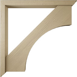 Ekena Millwork - BKTUR0352X40X40WTL01RCPR - Timberthane Faux Wood Westlake Style Bracket w/ Offset Brace, Traditional Ends, 3 1/2"W x 40"D x 40"H, Primed Tan