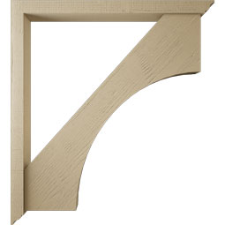 Ekena Millwork - BKTUR0352X40X44WTL01RCPR - Timberthane Faux Wood Westlake Style Bracket w/ Offset Brace, Traditional Ends, 3 1/2"W x 40"D x 44"H, Primed Tan