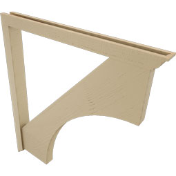 Ekena Millwork - BKTUR0352X40X44WTL01RCPR - Timberthane Faux Wood Westlake Style Bracket w/ Offset Brace, Traditional Ends, 3 1/2"W x 40"D x 44"H, Primed Tan