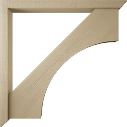Ekena Millwork - BKTUR0352X42X42WTL01RCPR - Timberthane Faux Wood Westlake Style Bracket w/ Offset Brace, Traditional Ends, 3 1/2"W x 42"D x 42"H, Primed Tan