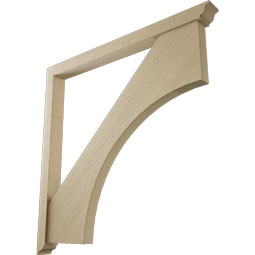 Ekena Millwork - BKTUR0352X42X42WTL01RCPR - Timberthane Faux Wood Westlake Style Bracket w/ Offset Brace, Traditional Ends, 3 1/2"W x 42"D x 42"H, Primed Tan