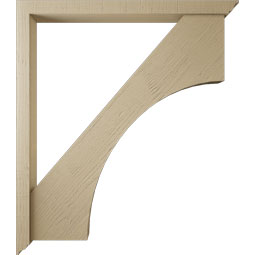 Ekena Millwork - BKTUR0352X42X48WTL01RCPR - Timberthane Faux Wood Westlake Style Bracket w/ Offset Brace, Traditional Ends, 3 1/2"W x 42"D x 48"H, Primed Tan