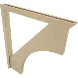 Ekena Millwork - BKTUR0352X42X48WTL01RCPR - Timberthane Faux Wood Westlake Style Bracket w/ Offset Brace, Traditional Ends, 3 1/2"W x 42"D x 48"H, Primed Tan