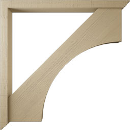 Ekena Millwork - BKTUR0352X44X44WTL01RCPR - Timberthane Faux Wood Westlake Style Bracket w/ Offset Brace, Traditional Ends, 3 1/2"W x 44"D x 44"H, Primed Tan